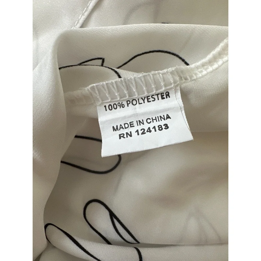 Contemporary Womens Faces Long Shirt Dress Duster Sz M White ‎ Abstract Art Deco
